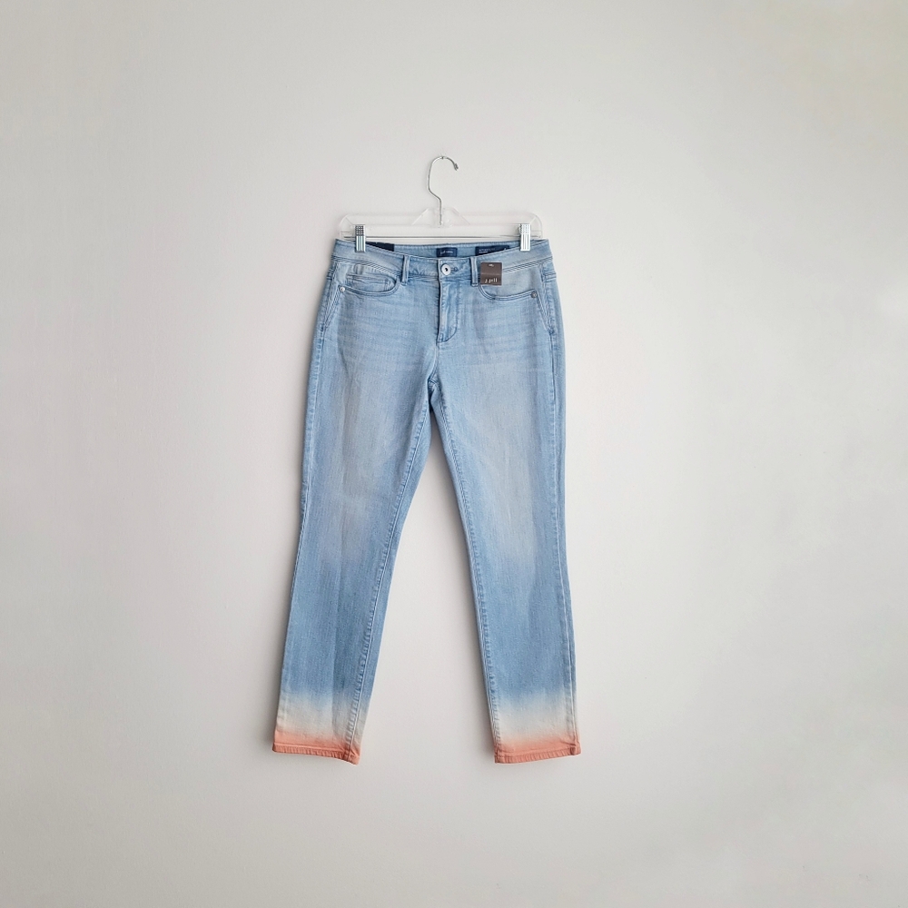 NWT J. Jill Peach Ombre Authentic Fit Slim Ankle Jeans